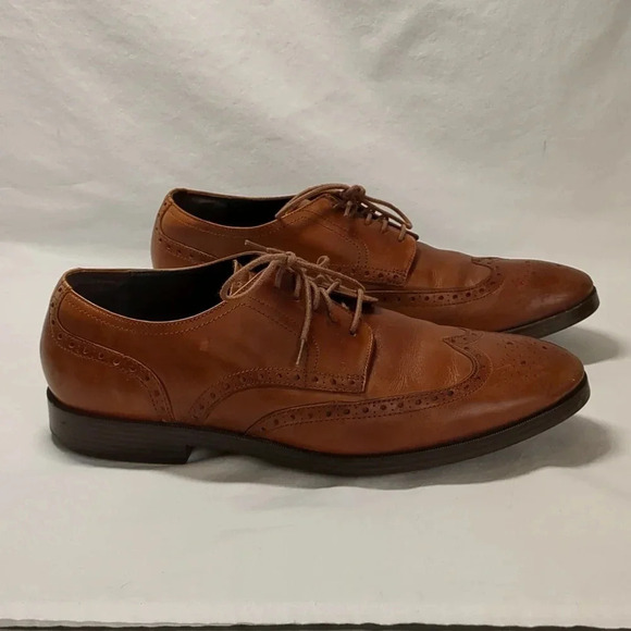 Cole Haan mens grand os wingtip oxford British tan C23795 , size 10M - Picture 2 of 10
